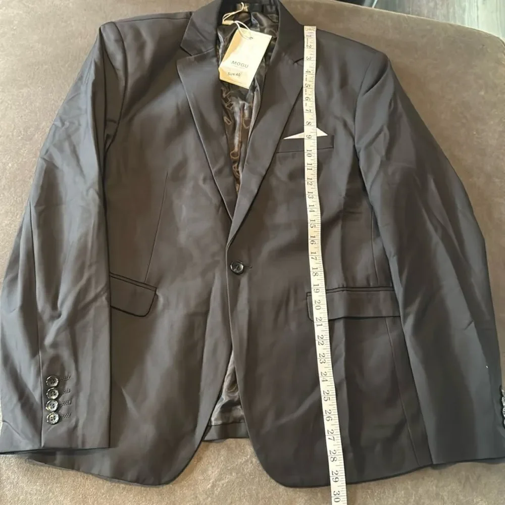 Men’s Black 2 Piece Suit One Button Notched Lapel Size 40 Jacket 36 Pants NWT
